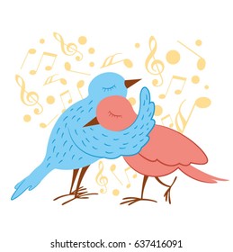 Romantic birds - Vector Illustration