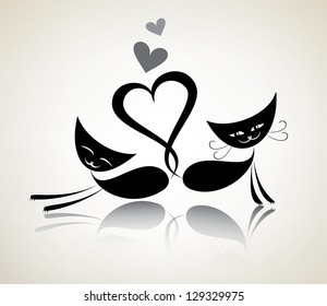 romantic black cats, happy couple