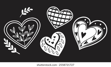 Romantic Black and White Heart Illustrations