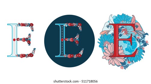 romantic blossom vector monogram E 