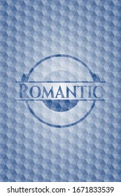 Romantic blue badge with geometric pattern. Vector Illustration. Detailed.