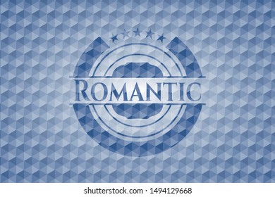 Romantic blue polygonal badge. Vector Illustration. Detailed.