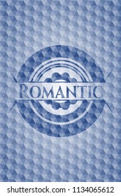 Romantic blue polygonal emblem.