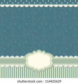 Romantic blue scrapbooking with text for invitation, greeting, happy birthday, label, postcard, frame, baby seamless, child posrcard, children pattern, clip art, holiday, gift and etc, vector eps 8