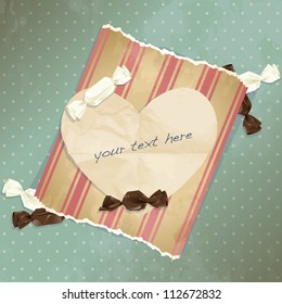 Romantic blue vintage illustration with candies (eps10); jpg version also available