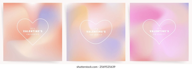 Romantic Blush Gradient Background. Valentines Heart Design with Soft Warm Glow and Smooth Pastel Blend. Abstract Love Mesh Backdrop.