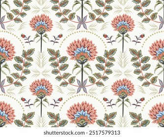 Patrón floral boho romántico, patrón persa Patrón floral indio, ilustración de Vector, diseño para la moda, tela, textil, Fondo de pantalla, envoltura y todos los estampados