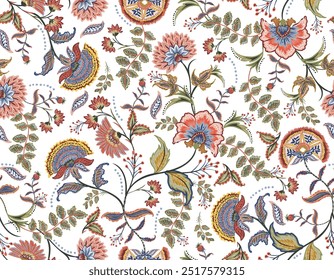 Romantic Boho floral pattern,  Persian pattern  Indian floral pattern, Vector Illustrasion ,Design for fashion , fabric, textile, wallpaper , wrapping and all prints