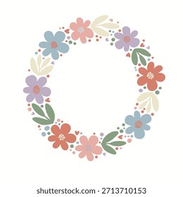 Coroa de flor boho romântica na paleta de cores suaves