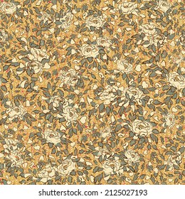 Romantic boho luxe style scratchy roses seamless vector repeat pattern. Many layers; textural and intricate. Suit luxe, boho branding, packaging backgrounds, textile, interior decor, wedding, etc