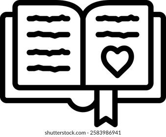 romantic book icon illustration design with outline, this is not made from any AI generation