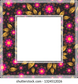Romantic border with flowers. Hand drawn style. Design element for photo frames or home decor.