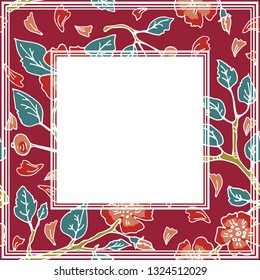 Romantic border with flowers. Hand drawn style. Design element for photo frames or home decor.