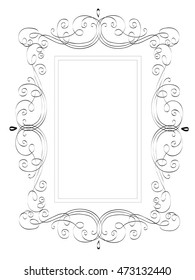 Romantic border frame  with retro ornament pattern. Vintage hand drawn vector illustration