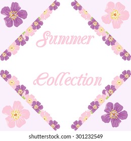 Romantic botanical invitation. Greeting card with floral background.