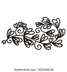 Romantic branch of hearts. Vector illustration