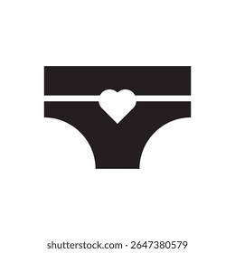  romantic brief icon. Vector icon of women's underwear with heart, symbolizing love and intimacy.
