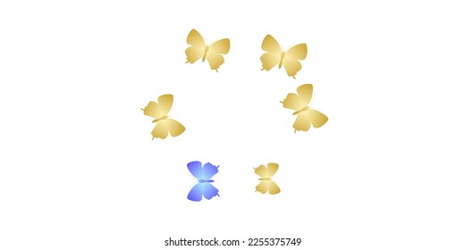 Romantic bright butterflies flying vector illustration. Spring beautiful insects. Simple butterflies flying kids wallpaper. Tender wings moths patten. Tropical beings.