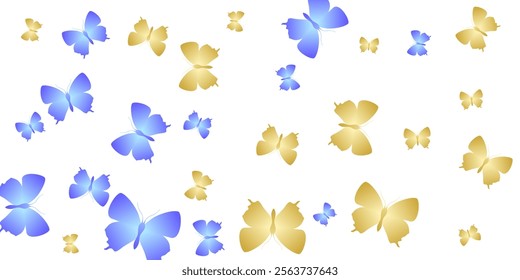 Romantic bright butterflies flying vector wallpaper. Spring cute moths. Decorative butterflies flying dreamy illustration. Tender wings insects patten. Fragile creatures.