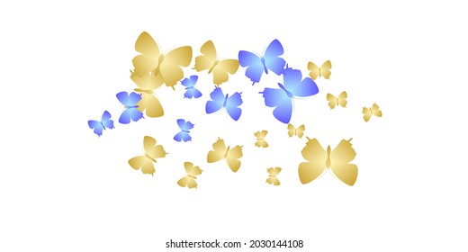 Romantic bright butterflies isolated vector wallpaper. Spring ornate insects. Wild butterflies isolated baby background. Sensitive wings moths patten. Fragile beings.