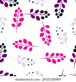 Romantic and bright floral pattern with hand-drawn petals and leaves, perfect for spring and summer textile designs.