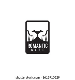 Romantic cafe shilouette logo icon design vector template