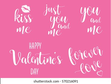 romantic calligraphy inscriptions set manual text Valentine vector
