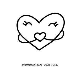 Caligrafía romántica monolina vector feliz signo de amor corazón. Icono dibujado a mano del día de San Valentín. Símbolo de concepto para camiseta, tarjeta de saludo, boda de afiches. Diseñar ilustración de elemento plano.