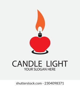 Romantic candlelight icon logo vector illustration