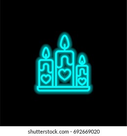 Romantic Candles blue glowing neon ui ux icon. Glowing sign logo vector