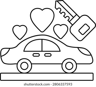 Romantic Car Ride with Keys and Hearts