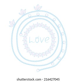 Romantic card with a beads and flowers.
