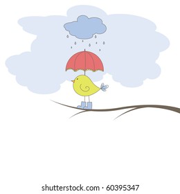 Romantic card with bird. Vector illustration