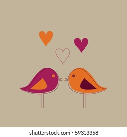 	Romantic card with birds in love