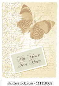 romantic card with butterfly