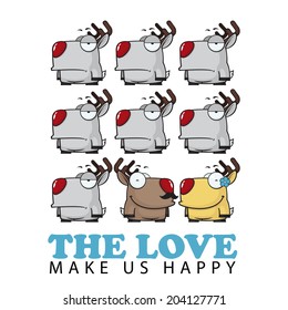 Romantic Card Cartoon Deer Characters Stock Vector (Royalty Free