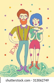 Romantic card with couple 