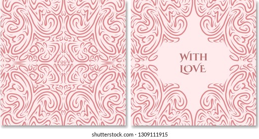 Romantic card design. Hand drawn ornamental pattern