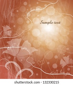 romantic card with flowers