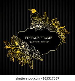 Romantic card with gold engraving vector illustration