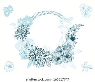 Romantic card with gold engraving vector illustration