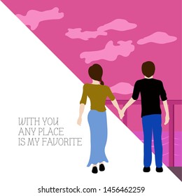 Romantic card with a happy couple - Vector
