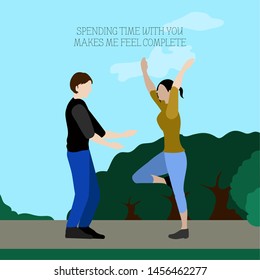 Romantic card with a happy couple - Vector
