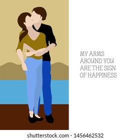 Romantic card with a happy couple - Vector