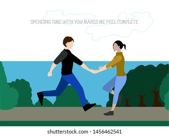 Romantic card with a happy couple - Vector