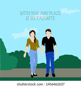 Romantic card with a happy couple - Vector