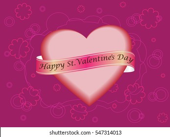 Romantic card from heart, tapes and wishes of happy St. Valentine's Day