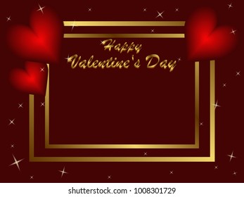 Romantic card with hearts, congratulation with Valentine's Day - vector illustration