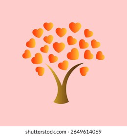 romantic card with hearts. tree of love. family tree. bouquet of hearts. many hearts