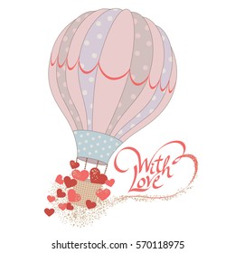 Romantic card or label for gift for Valentine's day. Vector illustration.